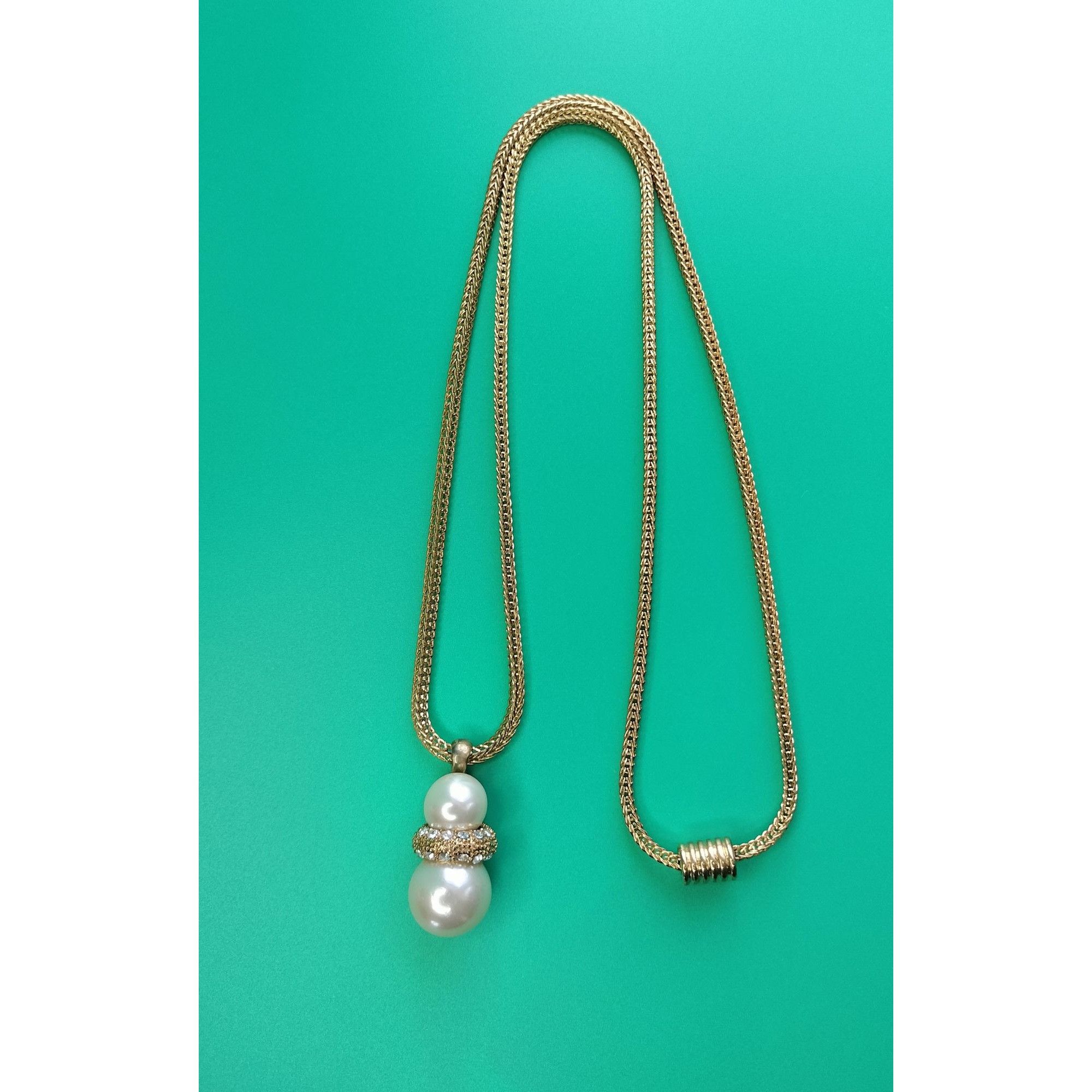 Other Vintage Gold Tone Necklace Magnetic Clasp Double Faux Pearl Size ONE SIZE - 9 Thumbnail