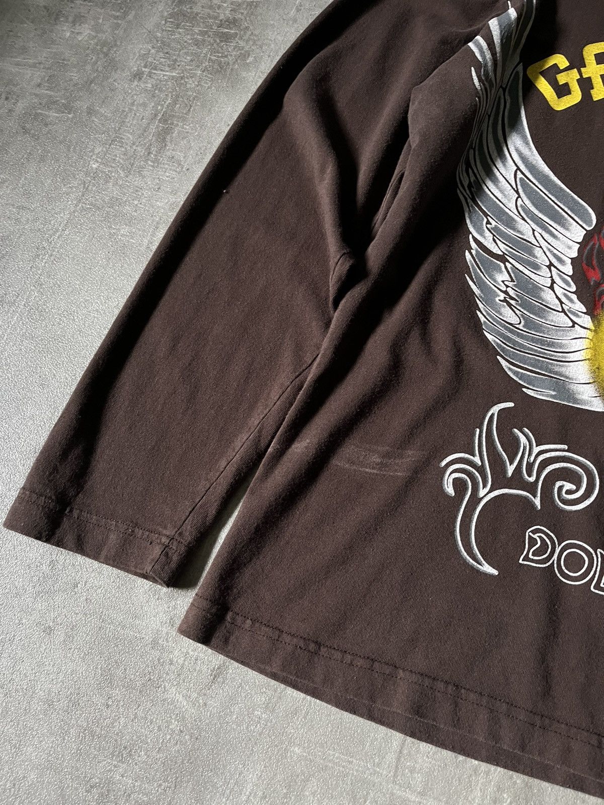 Dolce & Gabbana × Vintage Dolce & Gabbana Brown long sleeve t-shirt black angel Size US XL / EU 56 / 4 - 3 Thumbnail