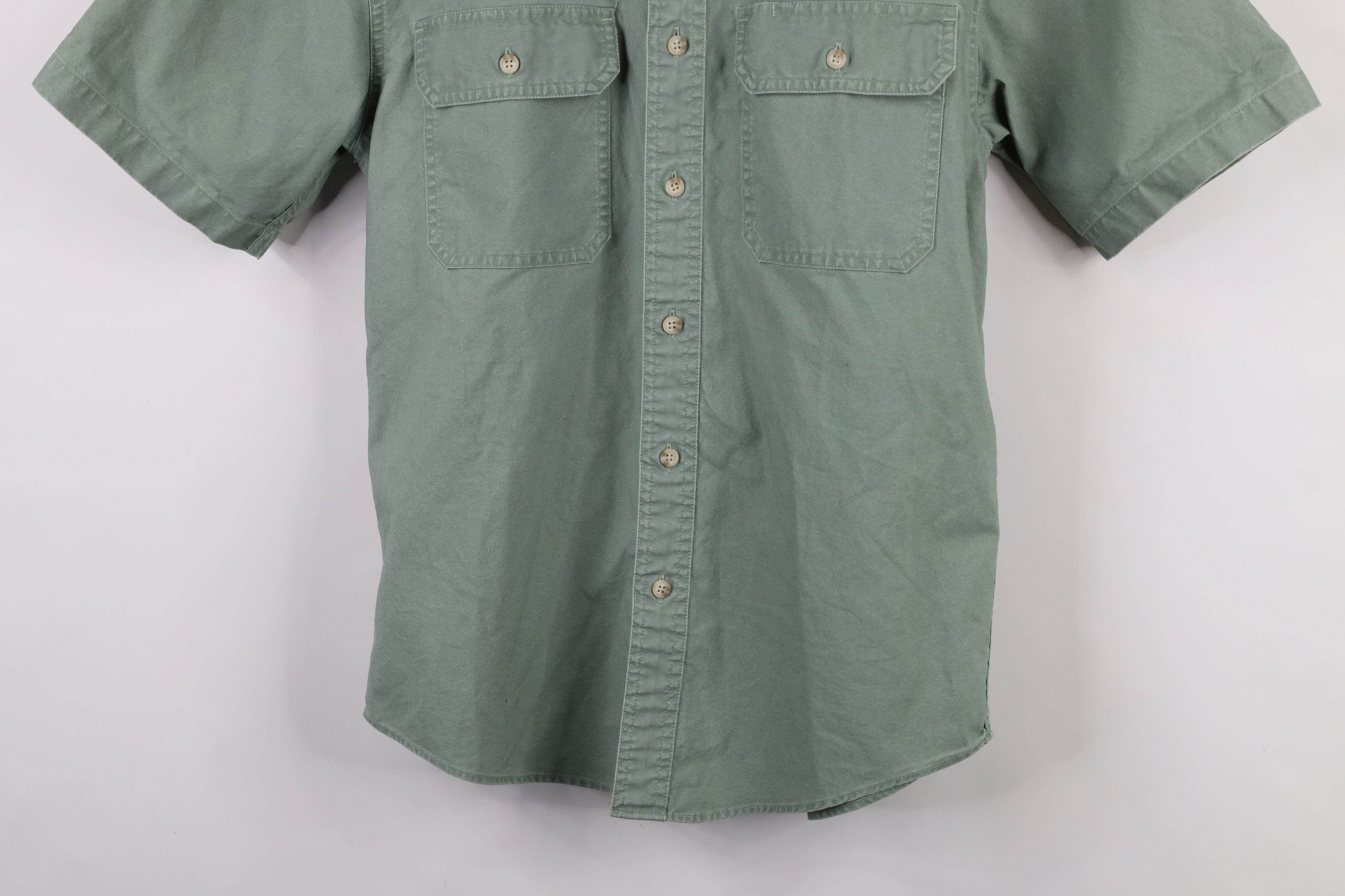 L.L. Bean × Vintage Vintage 90s LL Bean Stonewash Safari Bush Button Shirt Green Size US S / EU 44-46 / 1 - 3 Thumbnail