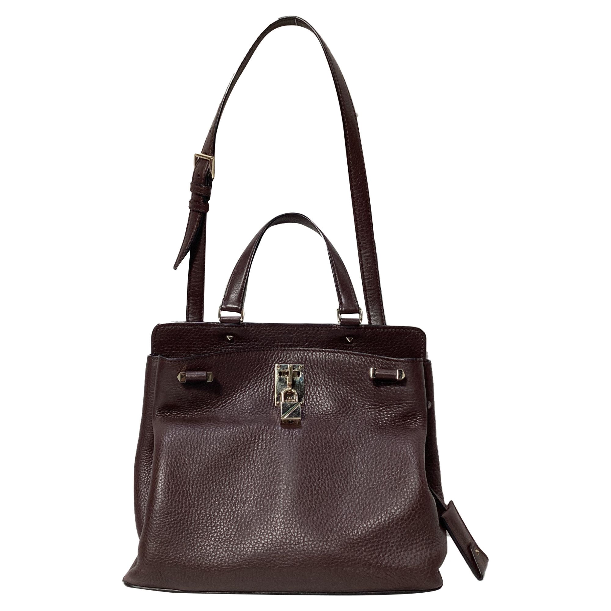 Valentino Valentino Medium Joylock Top Handle Bag in Burgundy Leather Size ONE SIZE - 1 Thumbnail