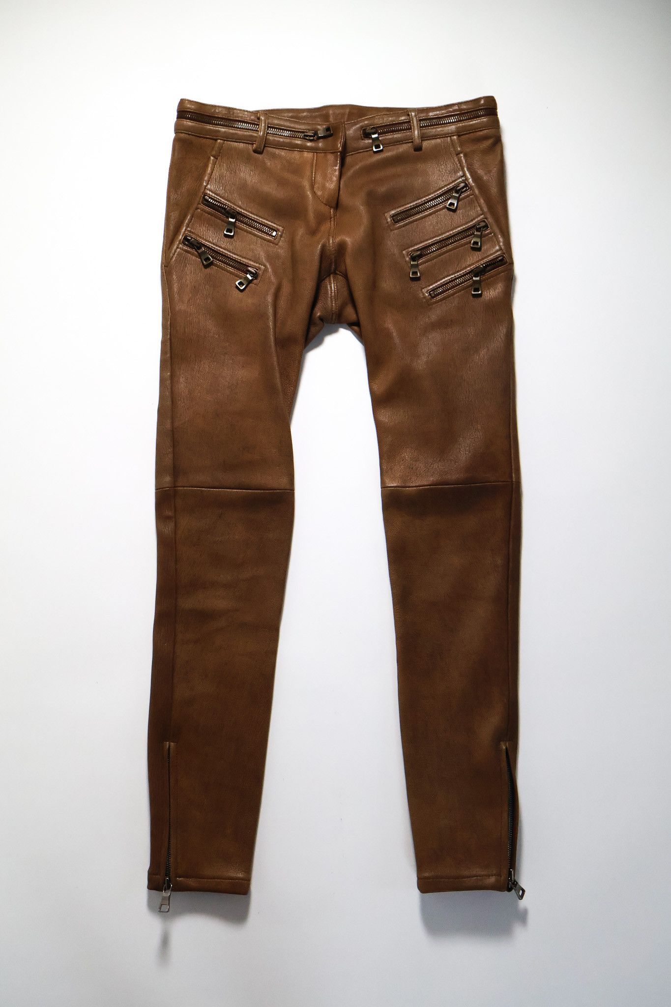 Balmain SS11 5 Zip Leather Skinny Pants