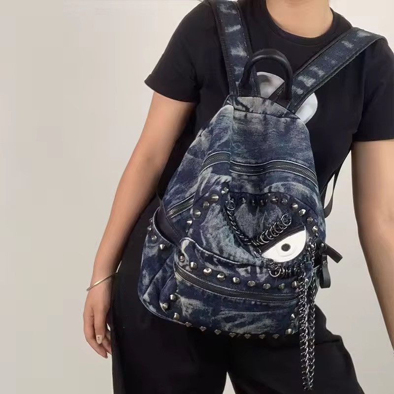 Other Punk Streetwear Rivet Capacity Canvas Eye Backpack Bag Size ONE SIZE - 7 Thumbnail