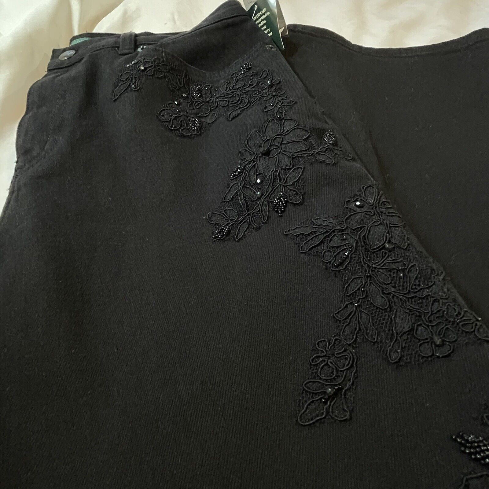 Ralph Lauren Ralph Lauren Women Size 4 Black on Black Beaded Lace Stretch Size 27" / US 4 / IT 40 - 15 Thumbnail