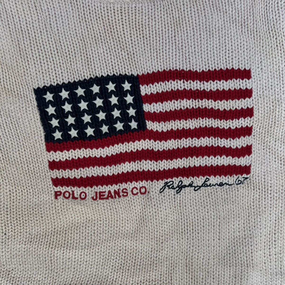 Designer × Polo Ralph Lauren × Vintage Vintage Polo American Flag Knit Sweater Size US L / EU 52-54 / 3 - 3 Thumbnail