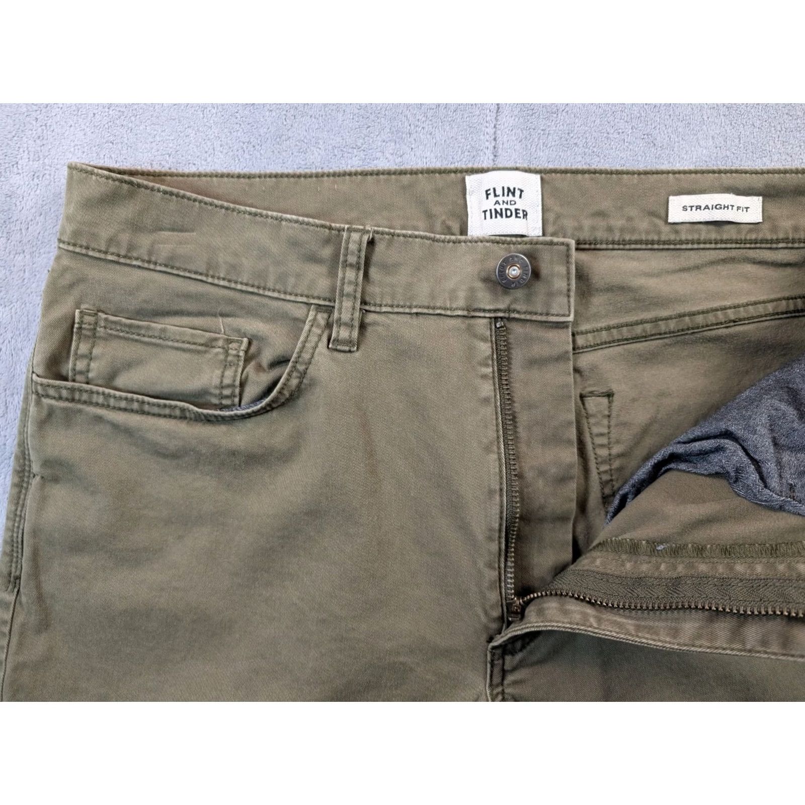 Olive Flint & Tinder Pants Slim 5-Pocket Jeans Mens 32x32 Olive Brown Huckaberry Vintage? No Size US 32 / EU 48 - 3 Thumbnail