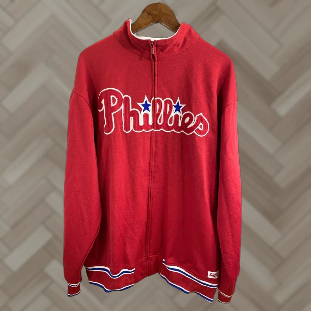 Vintage Stitches Mens Red & White Phillies Jacket L MLB Baseball Distress Full Zip Size L Woman? Size US L / EU 52-54 / 3 - 1 Thumbnail