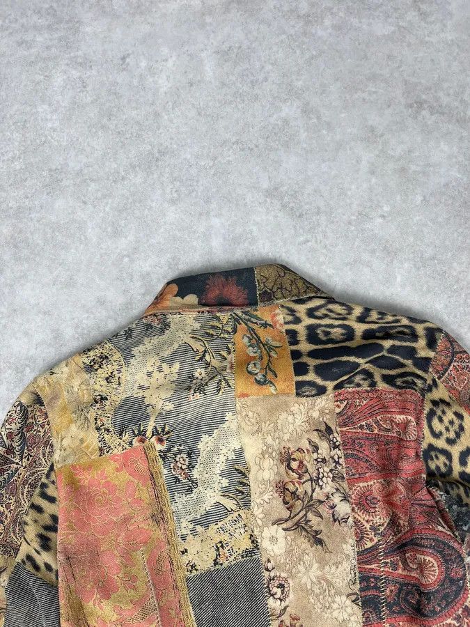 Roberto Cavalli 2000s Roberto Cavalli Suede Multicolor Patchwork Leopard Shirt Size US S / EU 44-46 / 1 - 7 Thumbnail