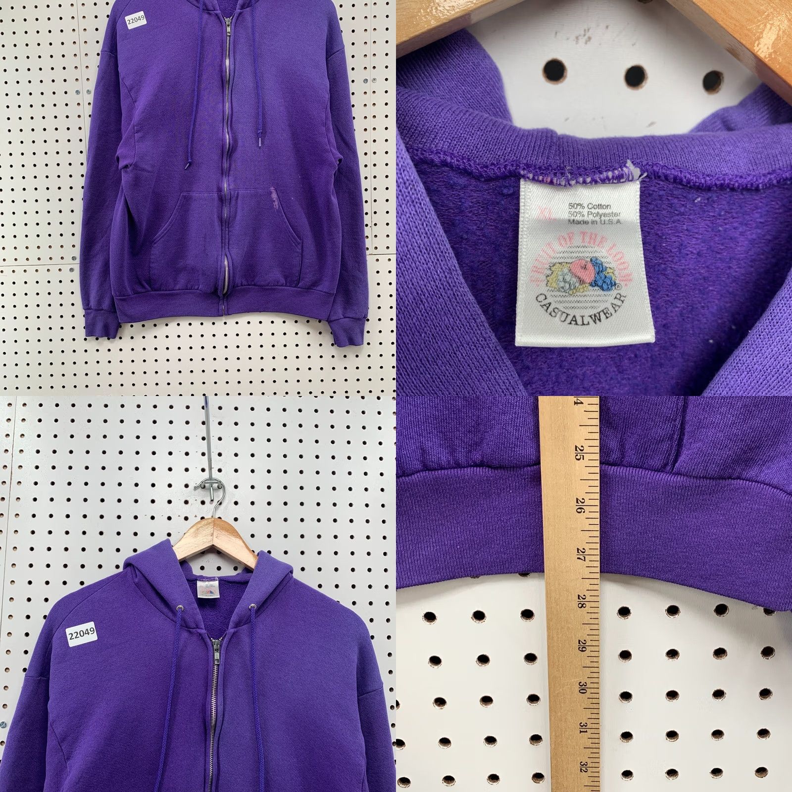 Vintage Vintage 90s Hooded Full Zip Sweatshirt Purple FOTL Mens Large Size US L / EU 52-54 / 3 - 8 Thumbnail