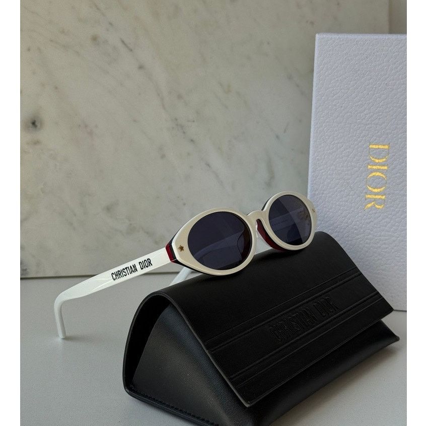 Dior NEW Dior Pacific S1F Oval Round Sunglasses White Navy Blue Size ONE SIZE - 1 Thumbnail