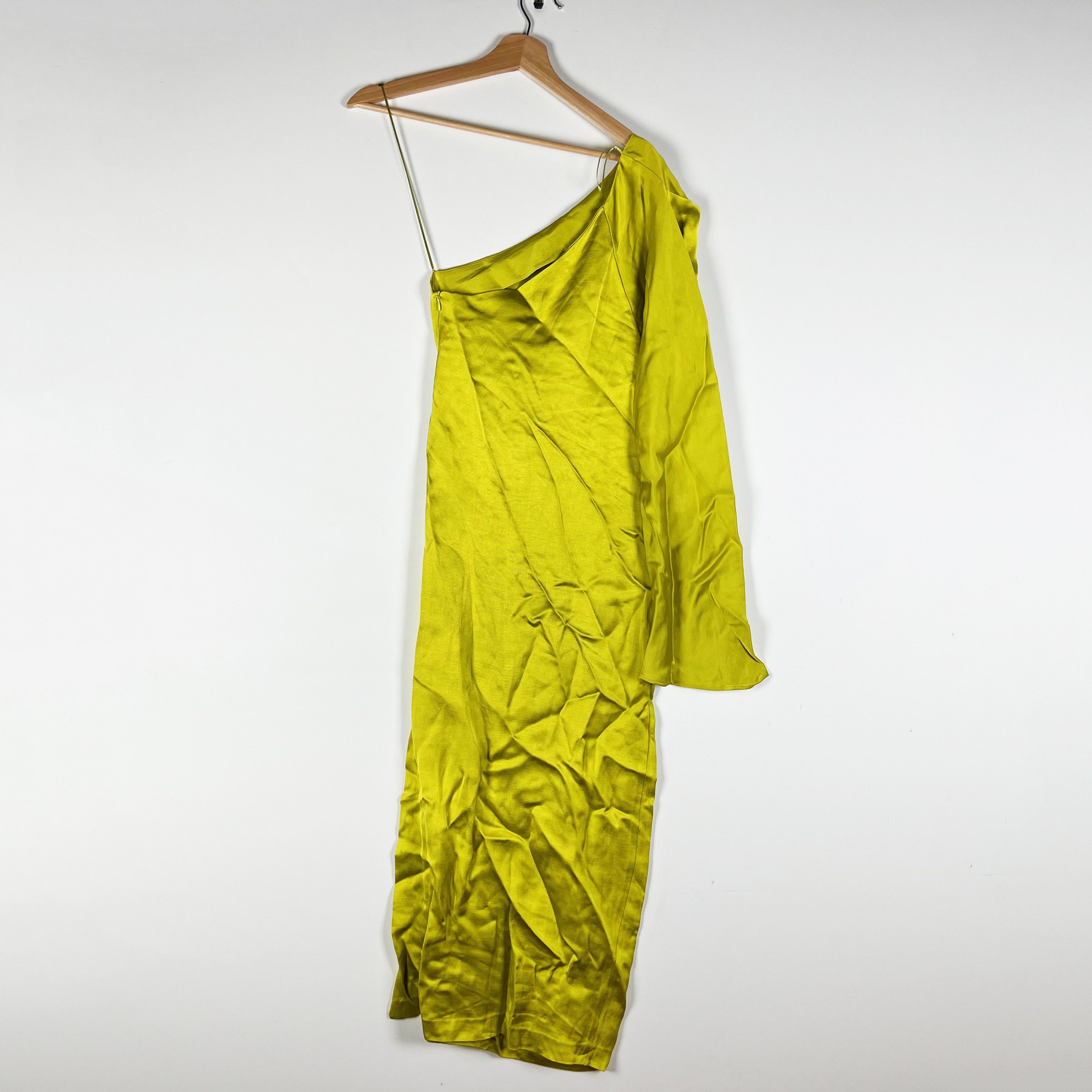 Zara Zara Lime Green Satin One Shoulder Long | Grailed