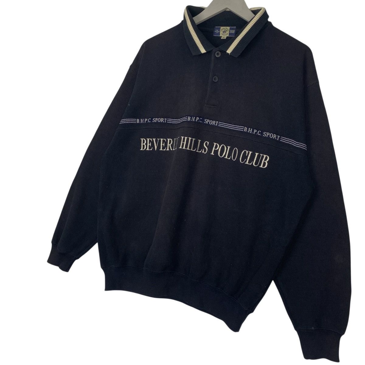 Other Vintage Beverly Hill Polo Club Collar Half Button Black Big Size US L / EU 52-54 / 3 - 2 Thumbnail
