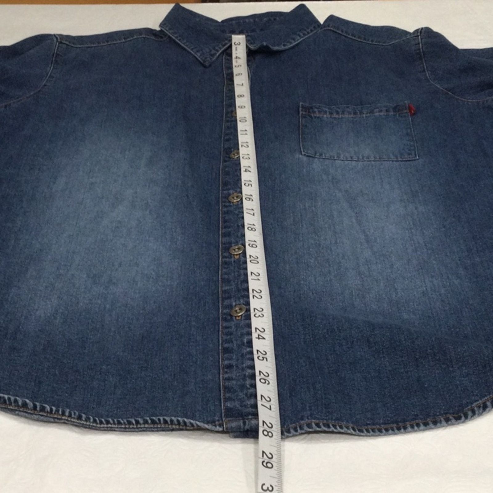 Chicos Chico’s Denim Pocket Full Button Front Shirt Size 2/L/12 Size L / US 10 / IT 46 - 14 Thumbnail