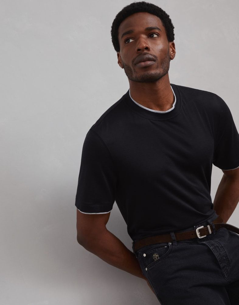 Brunello Cucinelli o1w1db10825 T-Shirt in Black Size US M / EU 48-50 / 2 - 2 Thumbnail