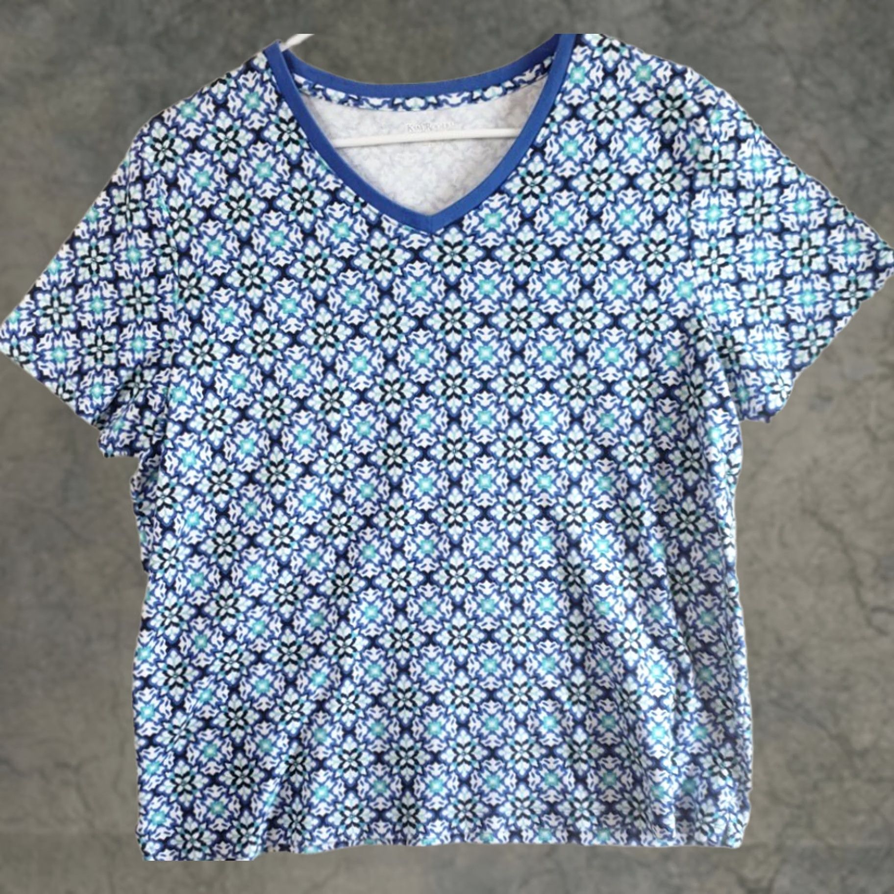 Vintage Kim Rogers Women's XL Blue Floral 100% Cotton Pullover Top Shirt Size XL / US 12-14 / IT 48-50 - 1 Thumbnail