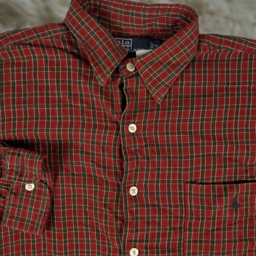 Ralph Lauren Ralph Lauren Button-Up Shirt Mens Medium Red Plaid Long Sleeve Cotton Casual Preppy Size US M / EU 48-50 / 2 - 1 Thumbnail