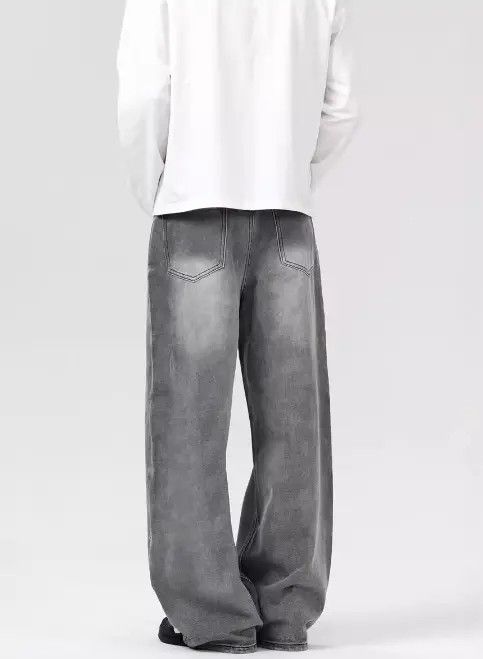 Hypebeast × Japanese Brand × Jean Pants American grey washed distressed loose straight jeans Size US 32 / EU 48 - 4 Thumbnail
