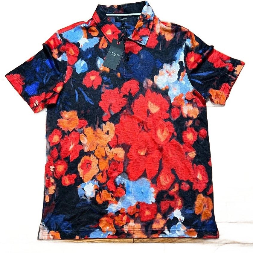 Ted Baker TED BAKER XL DARLY FLORAL LINEN POLO SIZE 5 NWT MSRP $175 Size US XL / EU 56 / 4 - 9 Thumbnail
