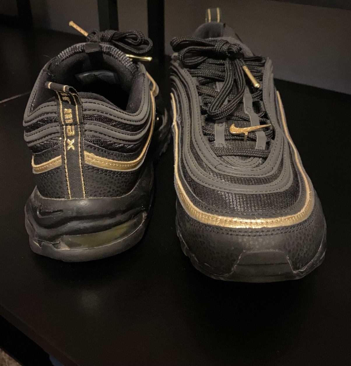 Nike Nike Air Max 97 Black Metallic Gold Size US 10.5 / EU 43-44 - 3 Thumbnail