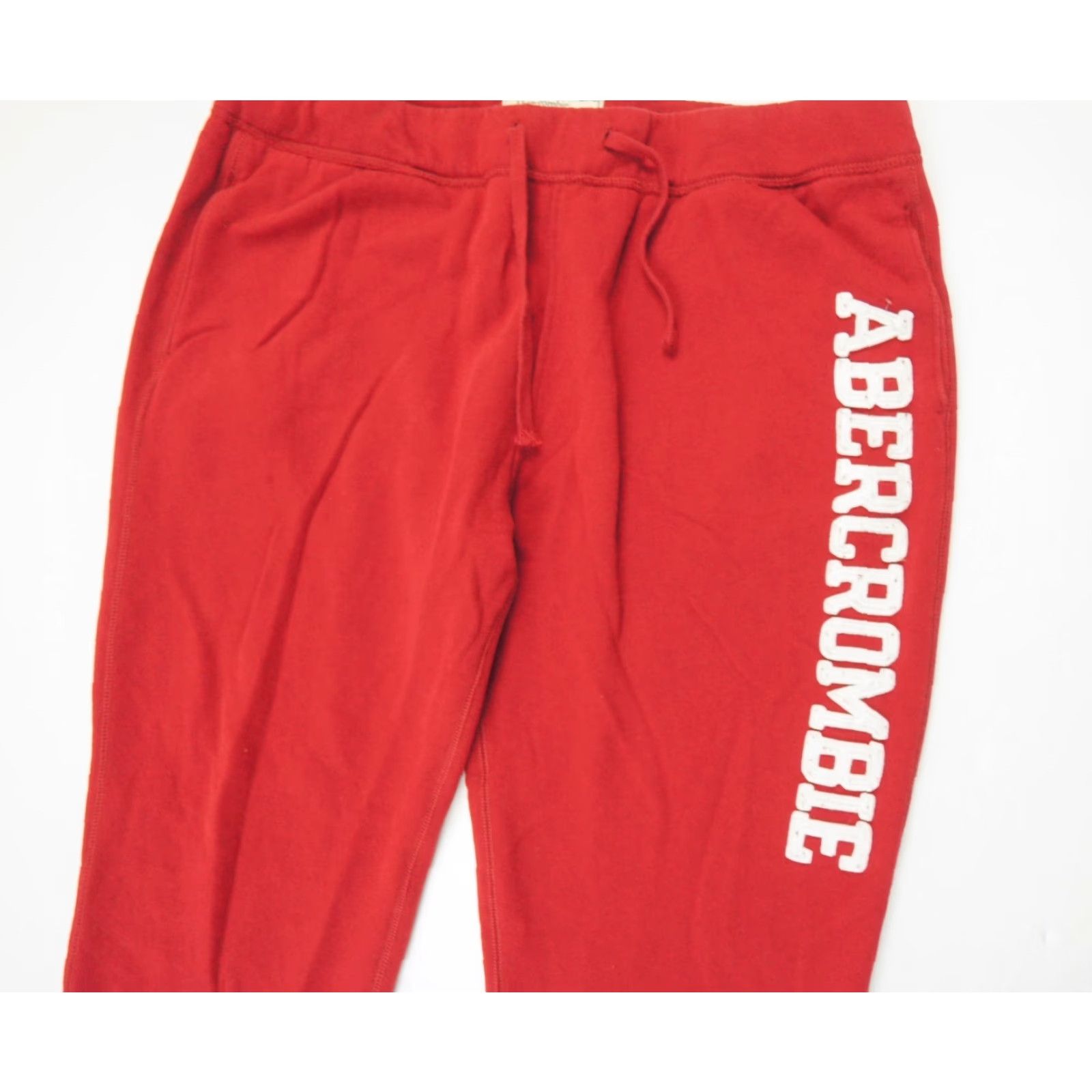 Abercrombie & Fitch Abercrombie & Fitch Sweatpants Womens Large Red Fleece Logo Spellout Flaws Size 36" / US 14 / IT 50 - 2 Thumbnail