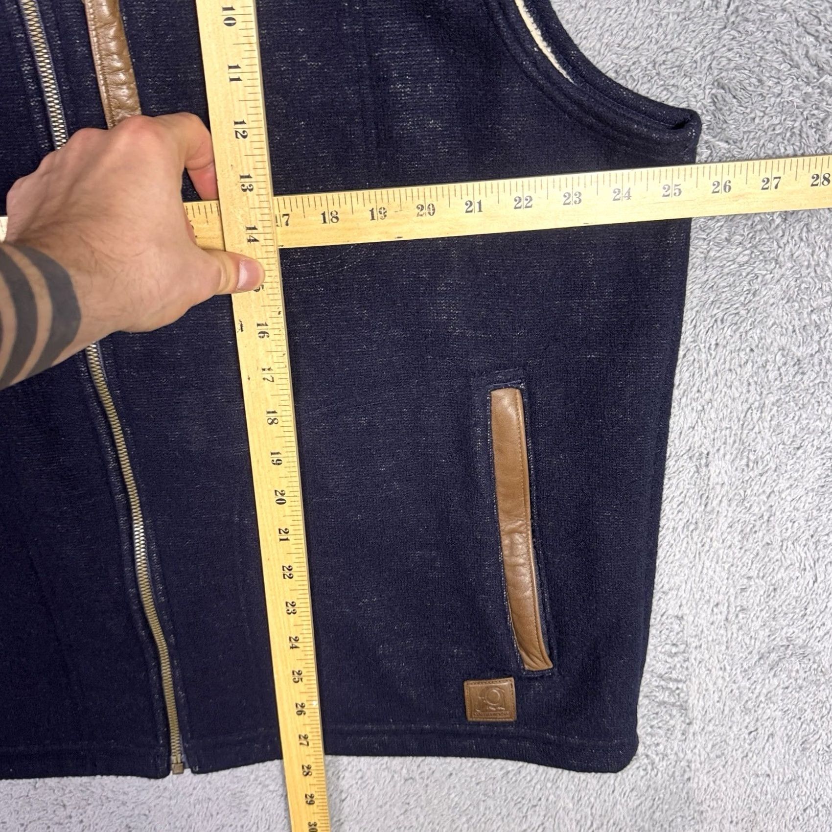 Vintage Overland Vest Mens M Wool Leather Trim Outdoor Rugged Full Zip Fur Fleece Knit - Blue Size US M / EU 48-50 / 2 - 7 Thumbnail