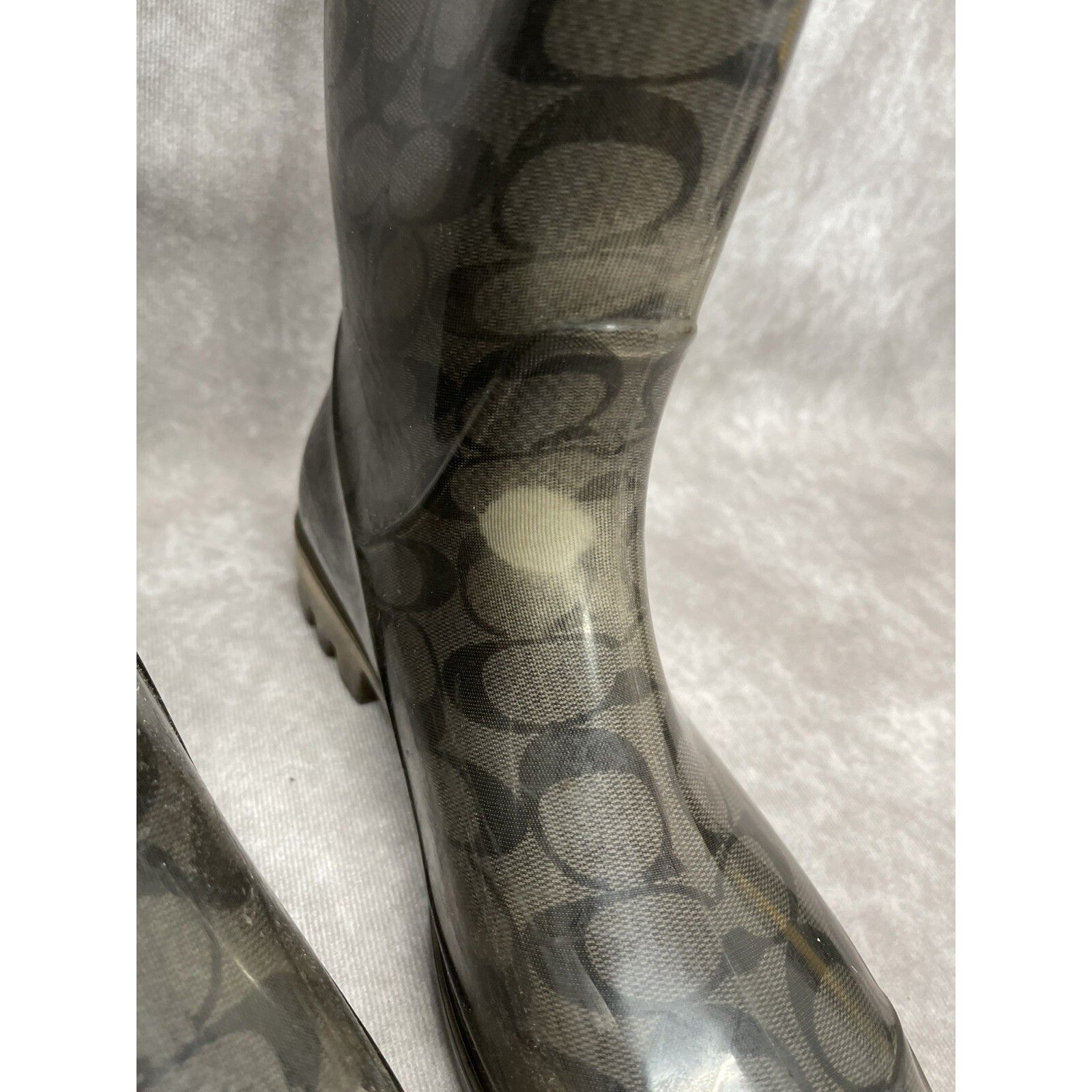 Coach Coach Pixie Signature Rubber Rain Boots Size 7 Black Gray Size US 7 / IT 37 - 7 Thumbnail