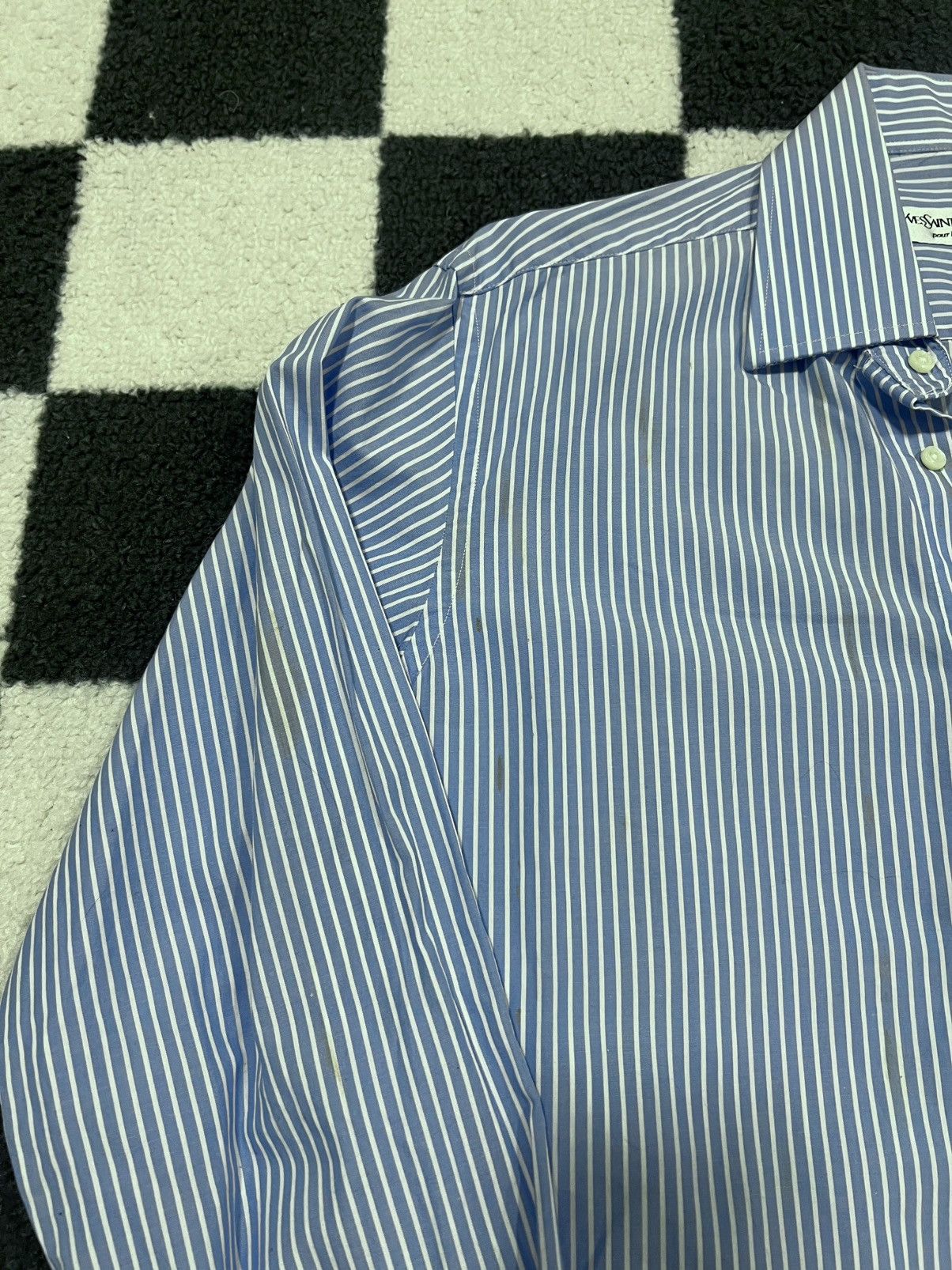 Yves Saint Laurent Yves Saint Laurent Striped Blue Dress Shirt Size US S / EU 44-46 / 1 - 5 Thumbnail