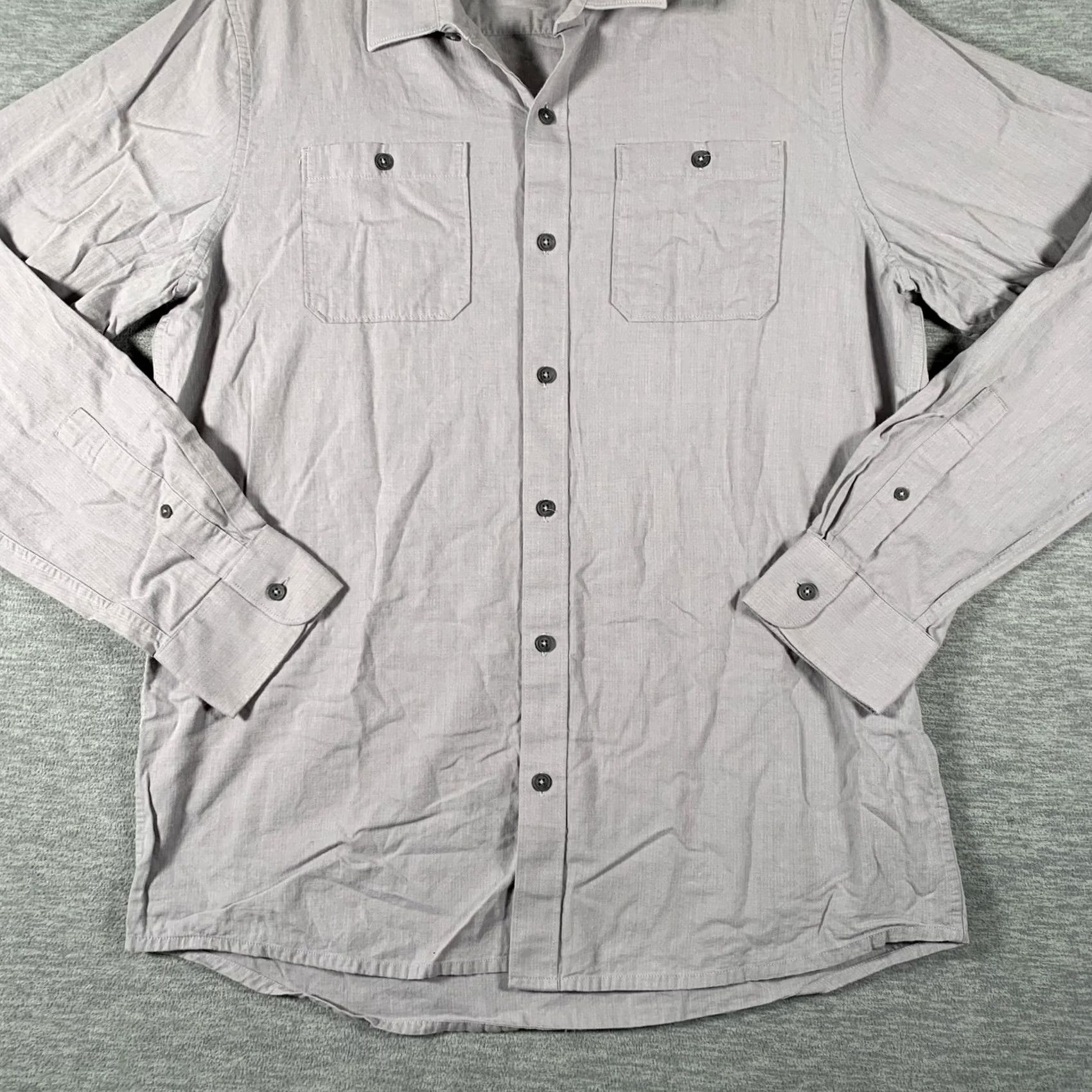 TravisMathew Travis Mathew Shirt Mens L Gray Herringbone Long Sleeve Button Front Casual Size US L / EU 52-54 / 3 - 3 Thumbnail
