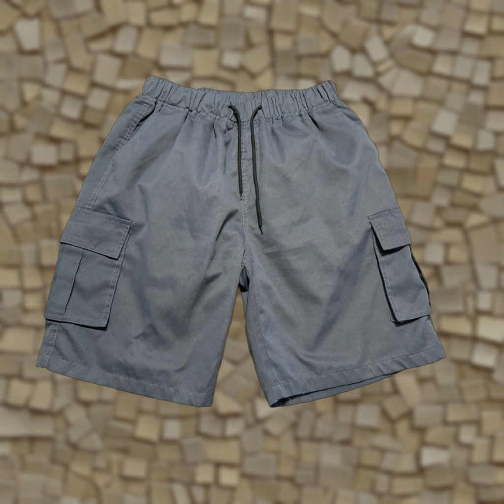Vintage HKS Cargo Shorts Men Size Large Gray Tie Waist Side Pockets Pull On Size US 33 - 1 Thumbnail