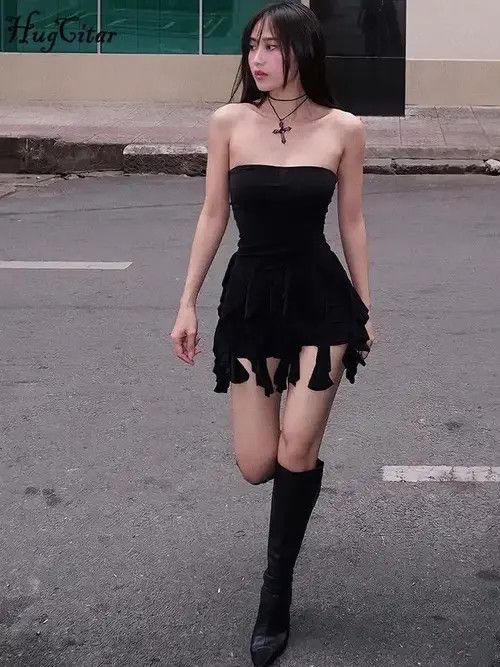 image of Vintage Sexy Slim Mini Prom Dress in Black, Women's (Size Medium)