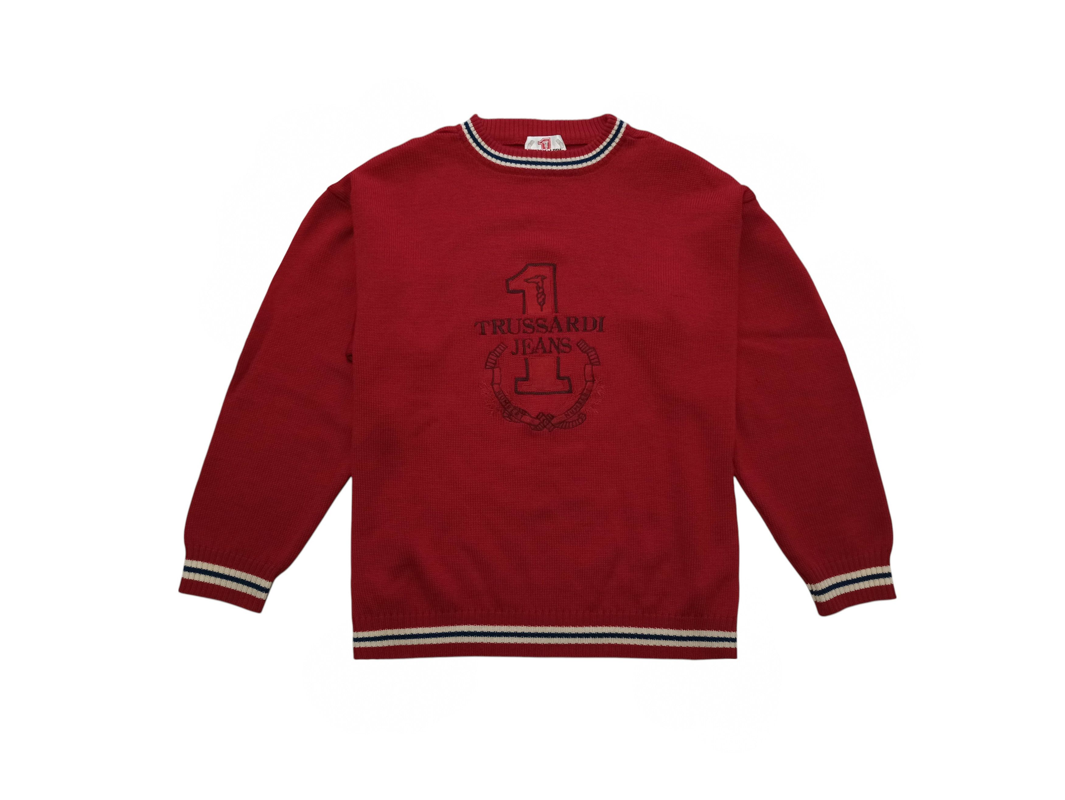 Trussardi × Vintage Trussardi Rare Vintage Sweater - 100% Wool, Red Size US L / EU 52-54 / 3 - 1 Thumbnail