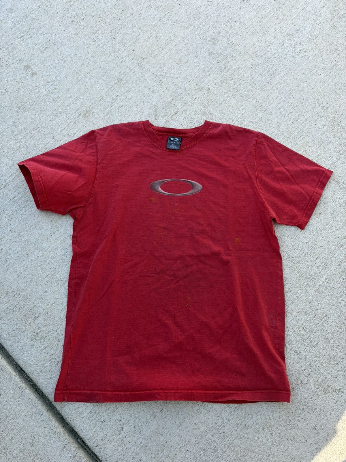 Oakley × Vintage 90s Oakley Vintage Flame Skull Logo T-shirt | Grailed