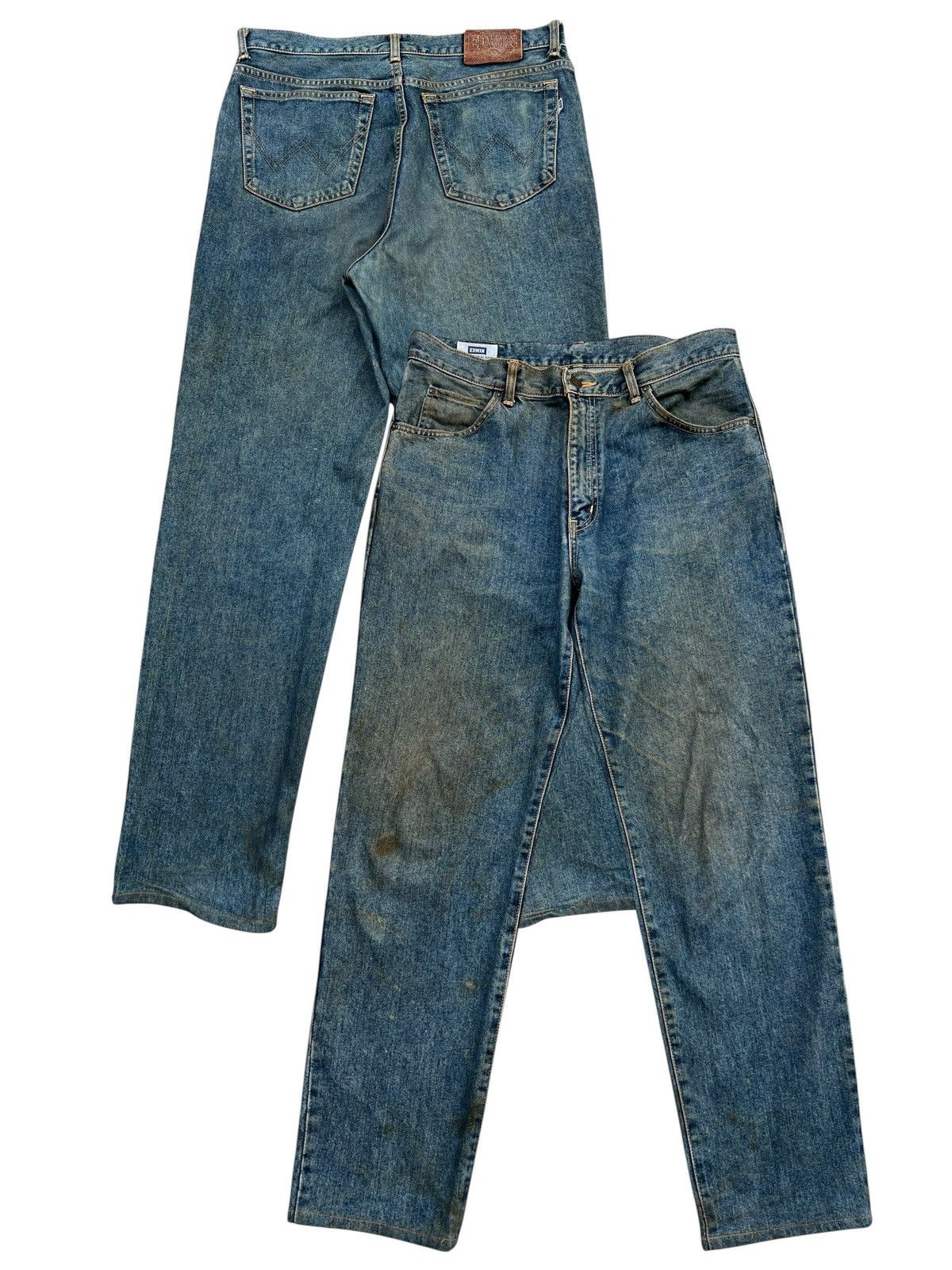 Edwin Vintage Edwin Distressed Mudwash Wide Denim Jeans 36x30 Size US 36 / EU 52 - 1 Thumbnail