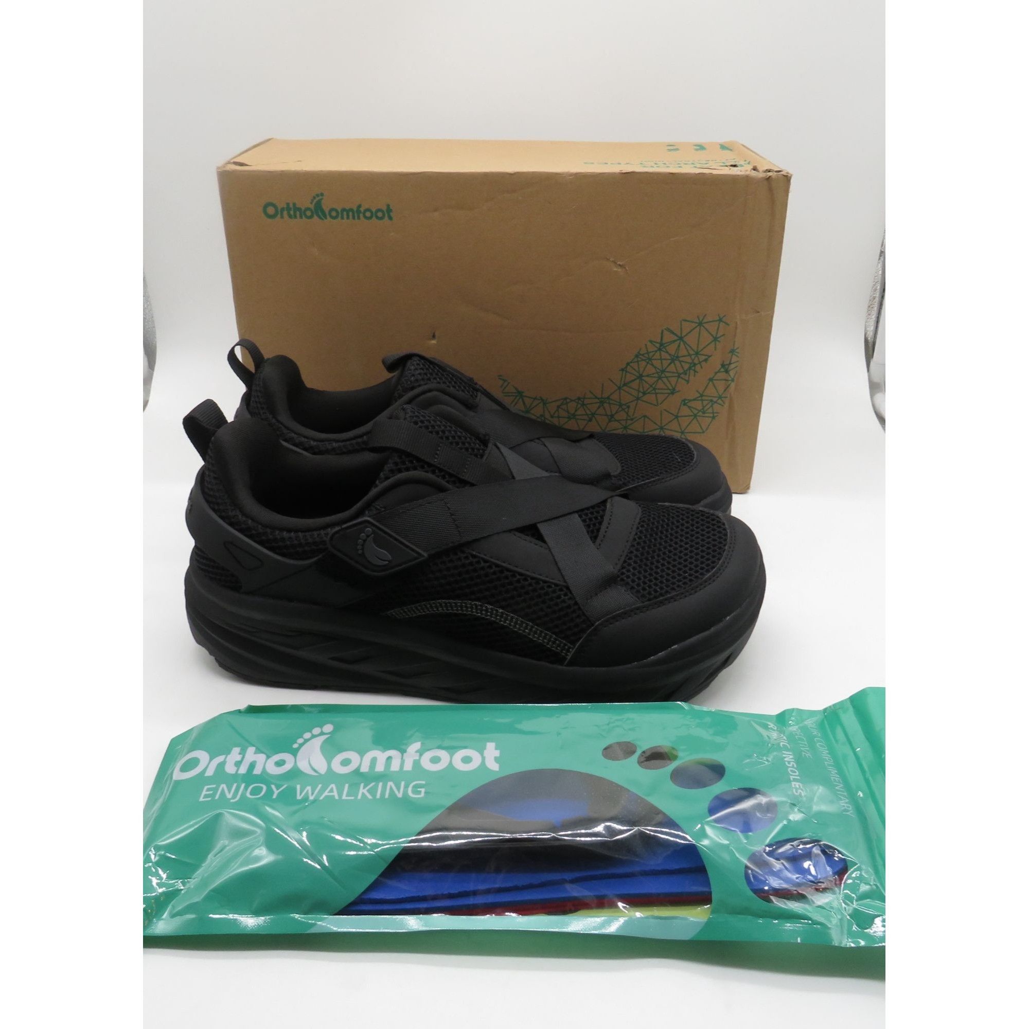 Other Orthocomfoot Mens Black Wide Orthopedic Walking Shoes Size 8 Size US 8.5 / EU 41-42 - 1 Thumbnail