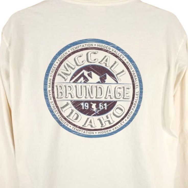 Vintage Ski Brundage T Shirt Mens Large White Destination Tee McCall Idaho Blue 84 Graphic Size US L / EU 52-54 / 3 - 2 Thumbnail