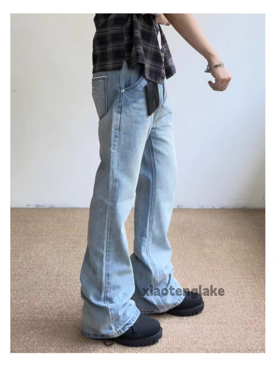 Jean zx Balenciaga rickowens style distressed flared faded jeans Size US 32 / EU 48 - 1 Thumbnail