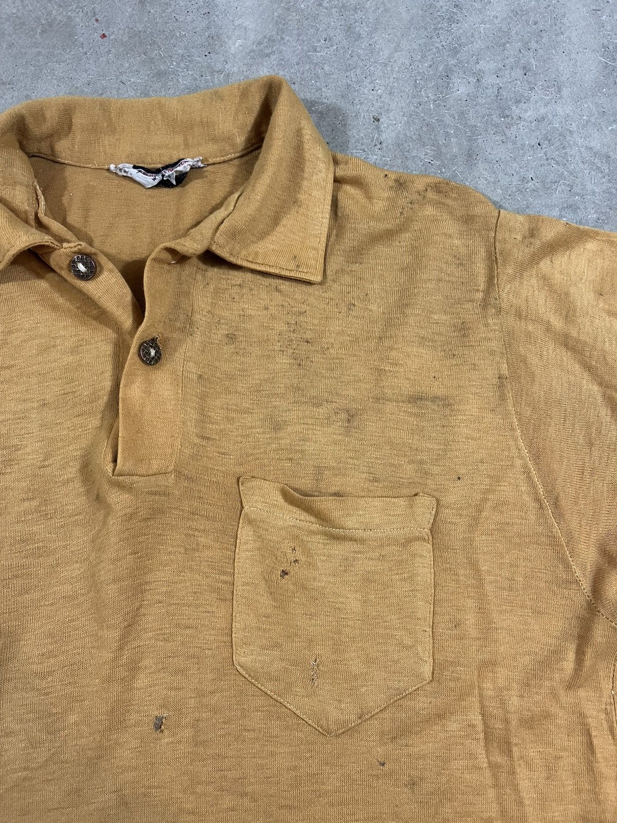 Vintage Vintage 70s Mustard Yellow Cotton Polo Shirt Size US M / EU 48-50 / 2 - 4 Thumbnail