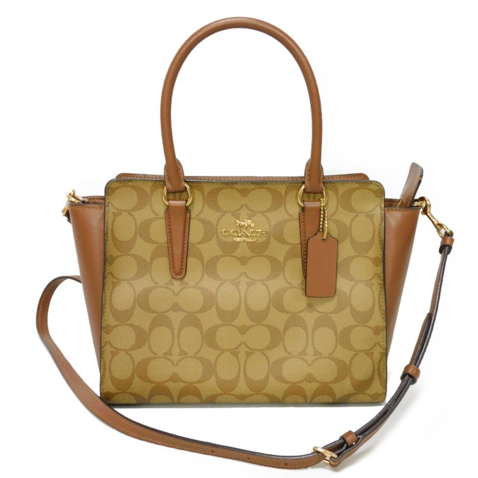 image of Coach Handbag Rear Satchel Logo Calf Gold Bicolor 2Way Shoulder Bag Crossbody Signature 31957 Women