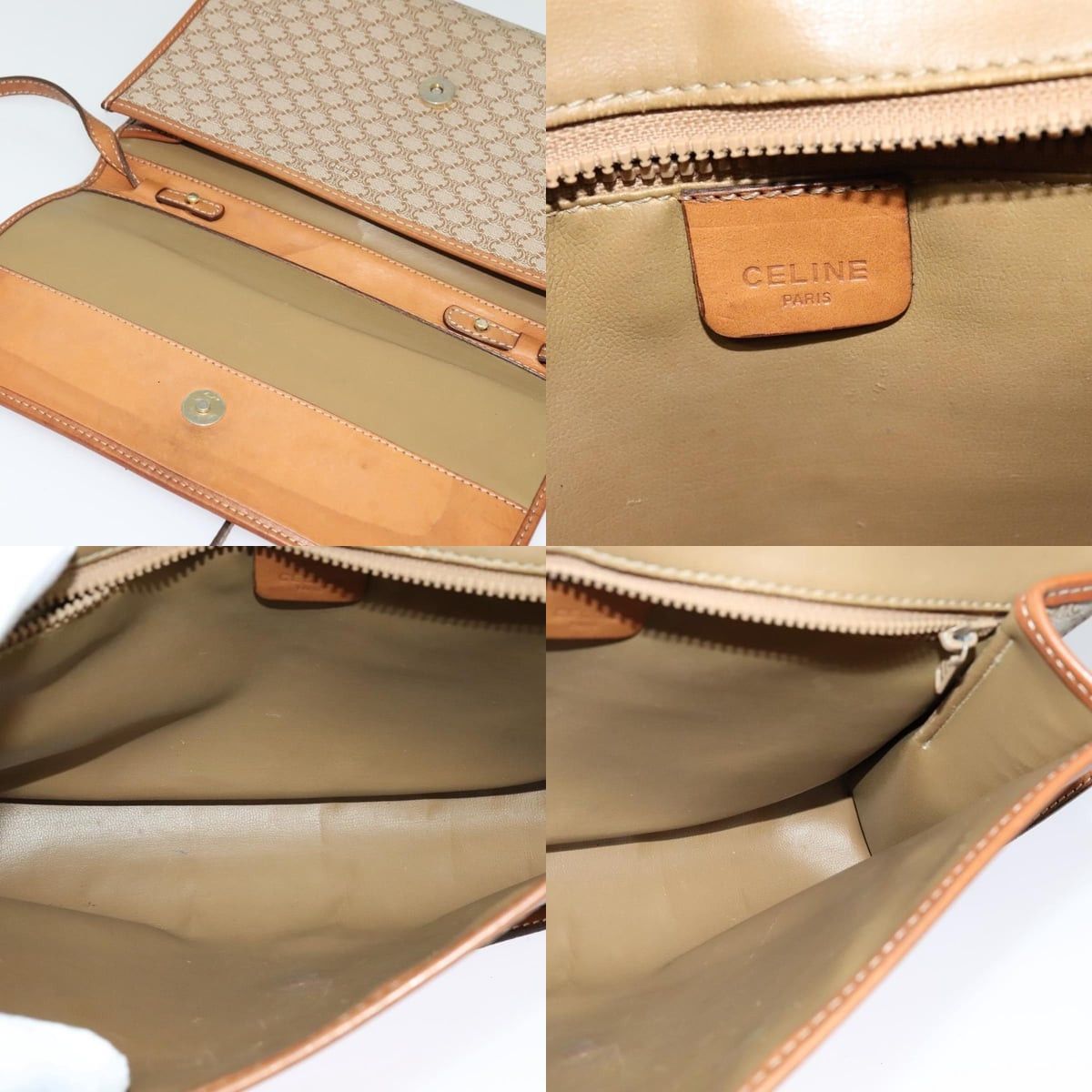 Celine CELINE Macadam Canvas Shoulder Bag Pvc Beige Gold Size ONE SIZE - 11 Thumbnail