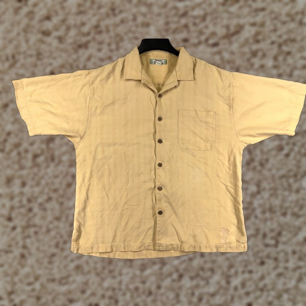 Tommy Bahama Tommy Bahama Shirt Men Extra Large Yellow Geometric 100% Silk Button Up Hawaiian Size US XL / EU 56 / 4 - 1 Thumbnail