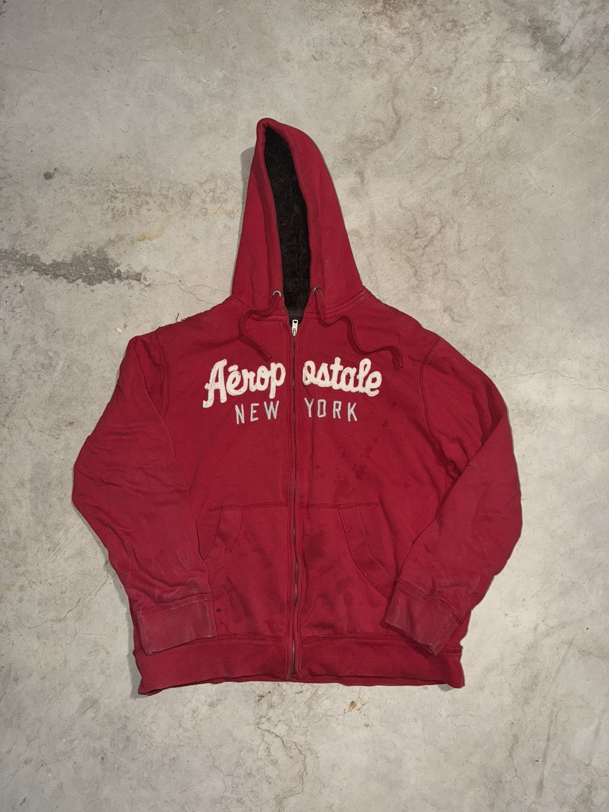 Aeropostale Y2K Aeropostale NY Logo Hoodie Red Full Zip Up Sweatshirt Size US XL / EU 56 / 4 - 1 Thumbnail