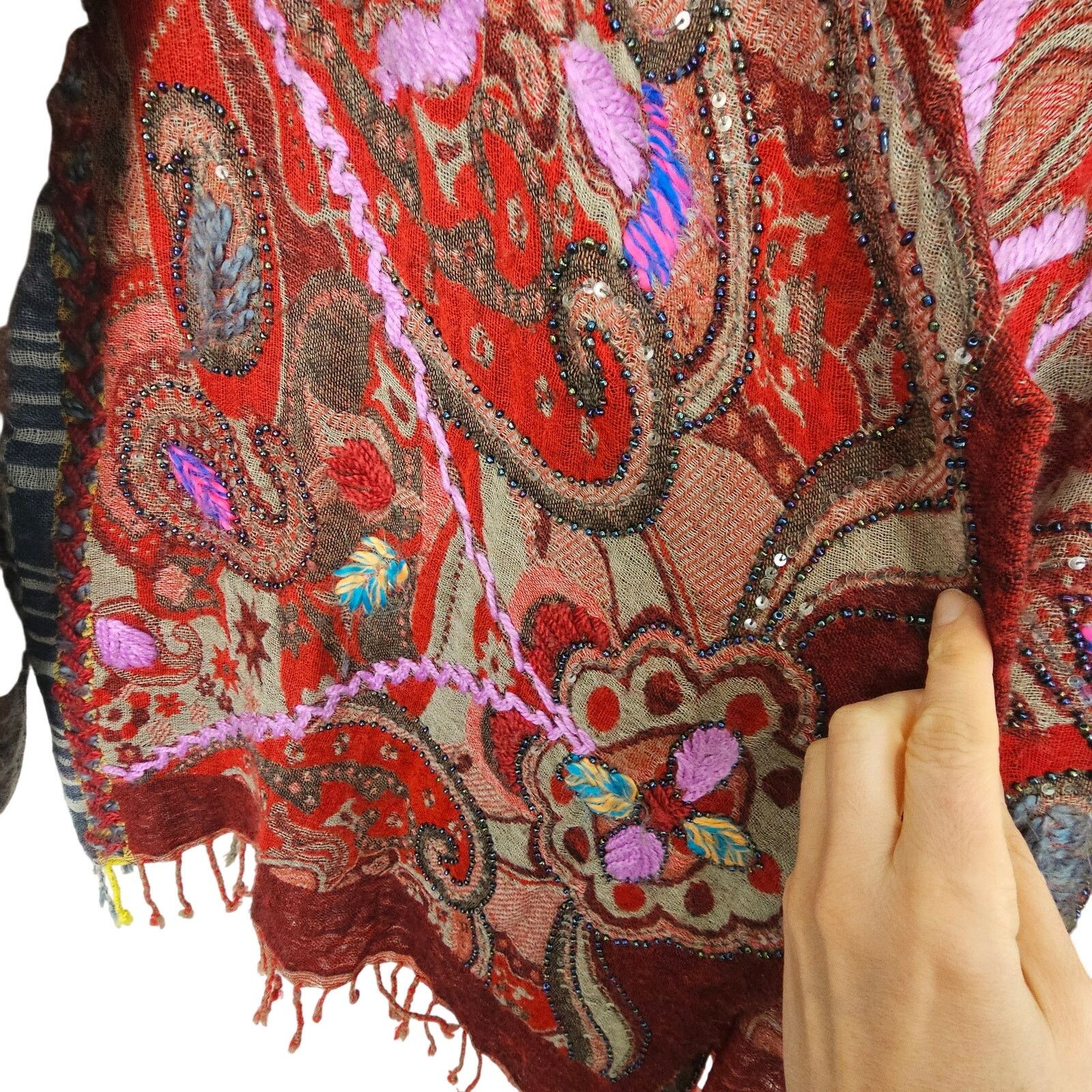 Soft Surroundings Soft Surroundings Juliette Wool Cardgan Sweater Fringe Boho Size ONE SIZE - 4 Thumbnail