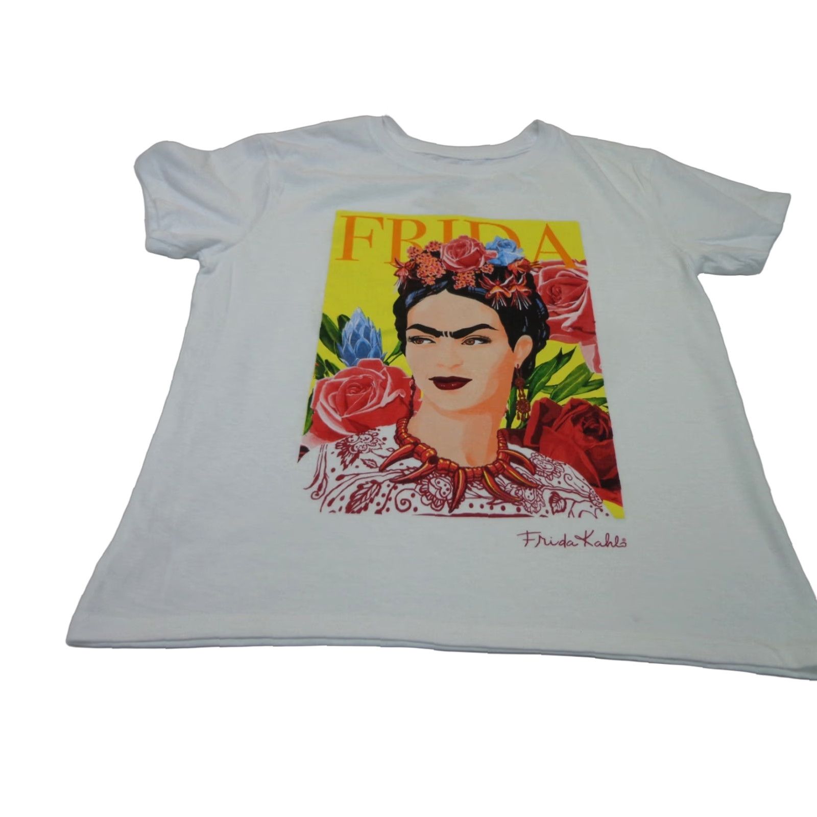Vintage FRIDA KAHLO Graphic Tee Shirt, Size S, White Crop Top, Short Sleeve, Crew Neck, Cotton Blend, Women, T-Shirt, Graphic, Vintage: No Size S / US 4 / IT 40 - 1 Thumbnail