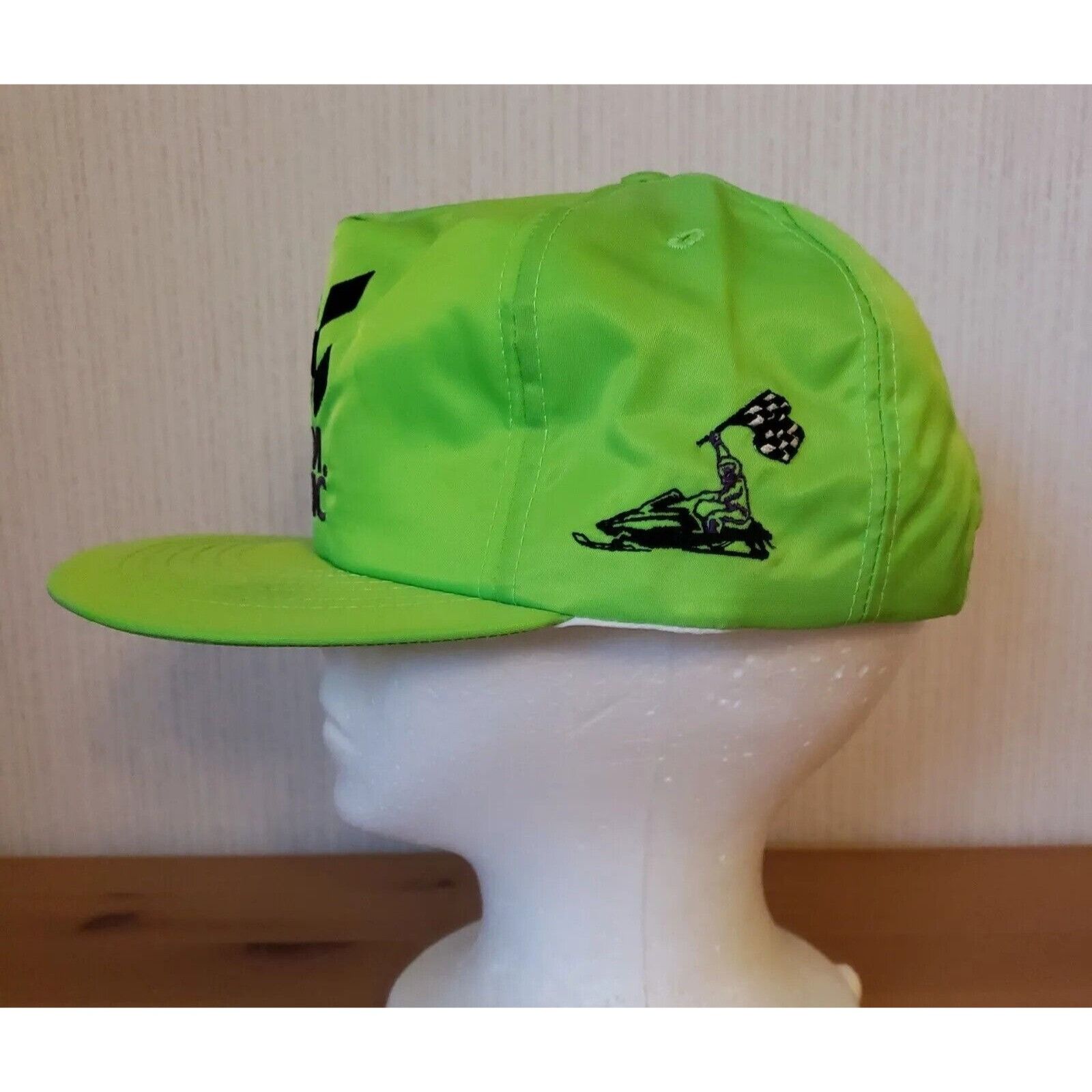 Vintage Vtg Arctic Cat 5 Panel Hat Snowmobile Racing Green Nylon Dad Size ONE SIZE - 4 Thumbnail
