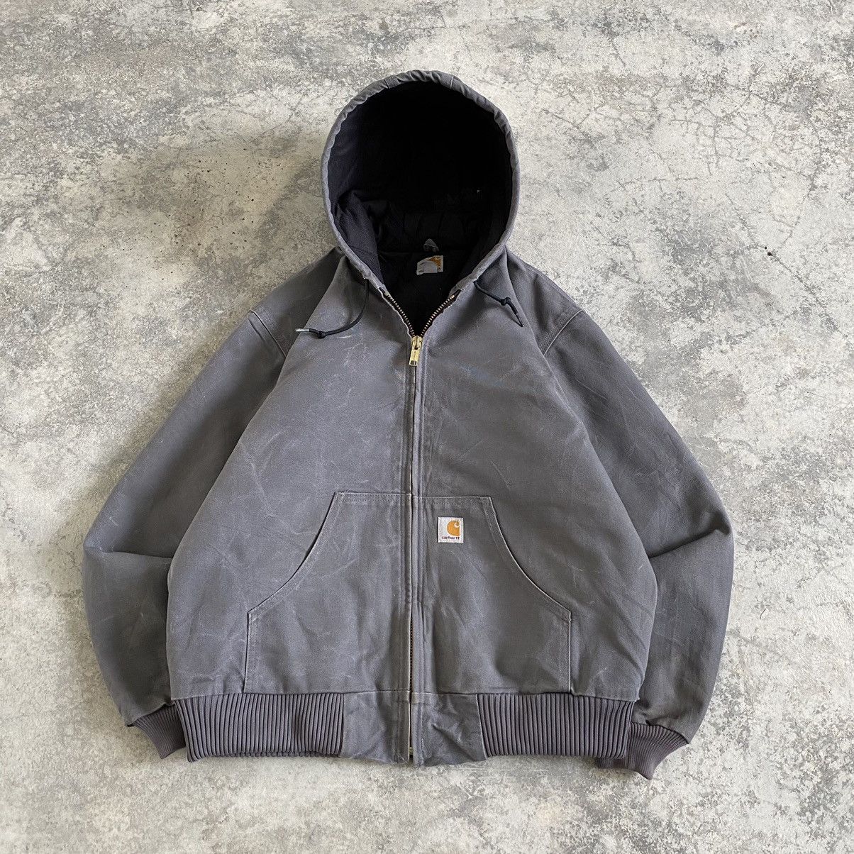 image of Carhartt Duck Canvas Gravel Grey Hooded Jacket J140, Men's (Size Medium)