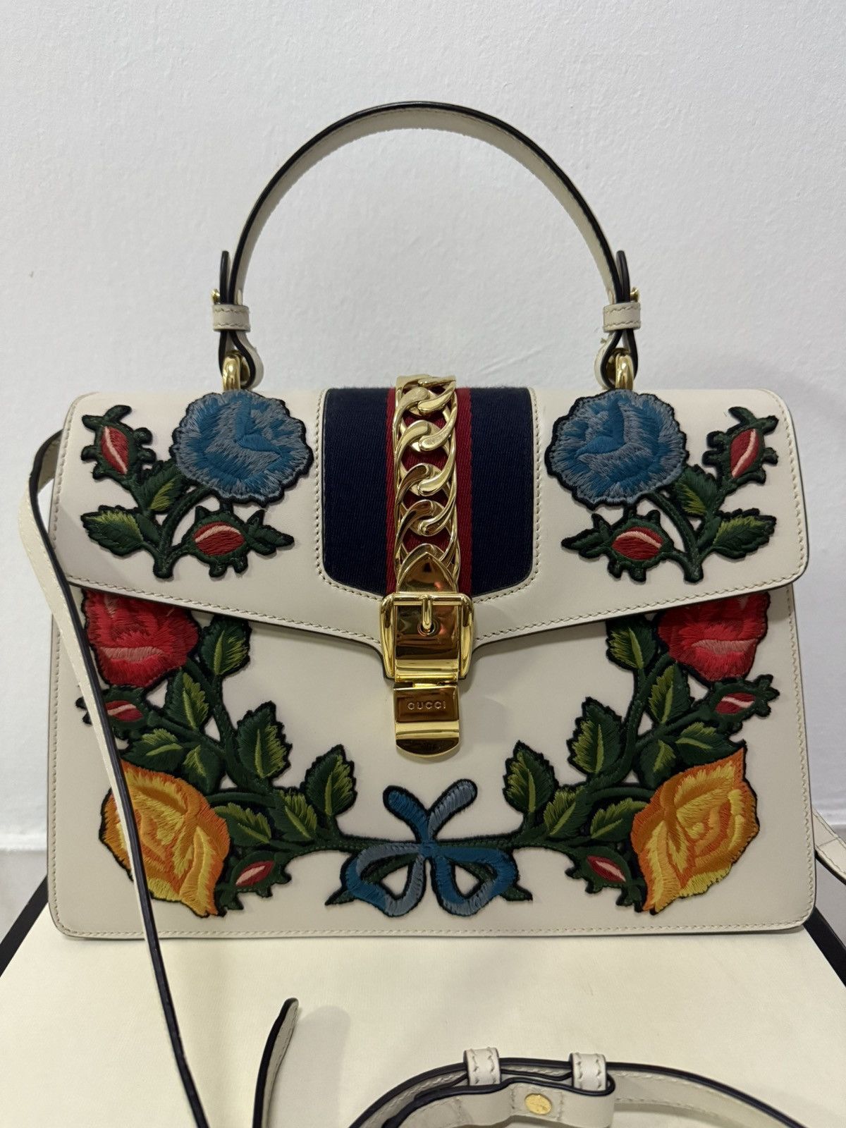 Gucci Gucci Medium Sylvie bag colorful floral embroidery Size ONE SIZE - 3 Thumbnail