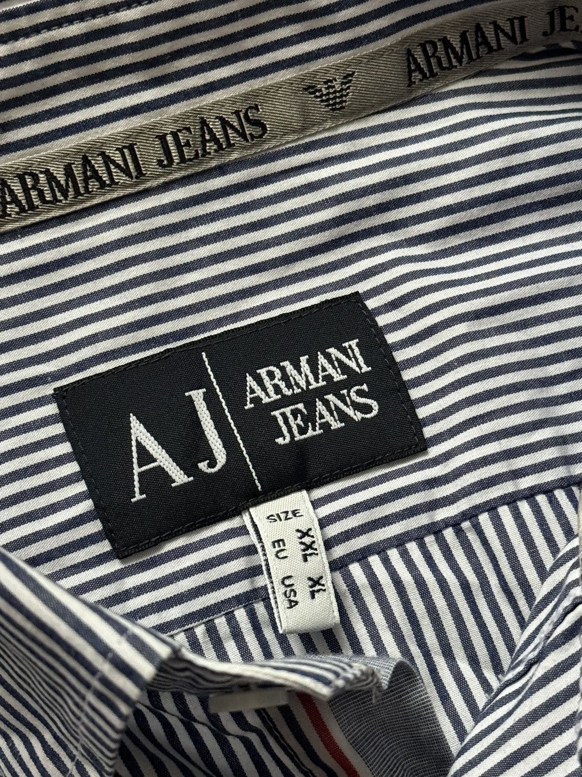 Armani × Vintage Armani Jeans XL striped shirt polo long sleeve button up Size US M / EU 48-50 / 2 - 10 Thumbnail