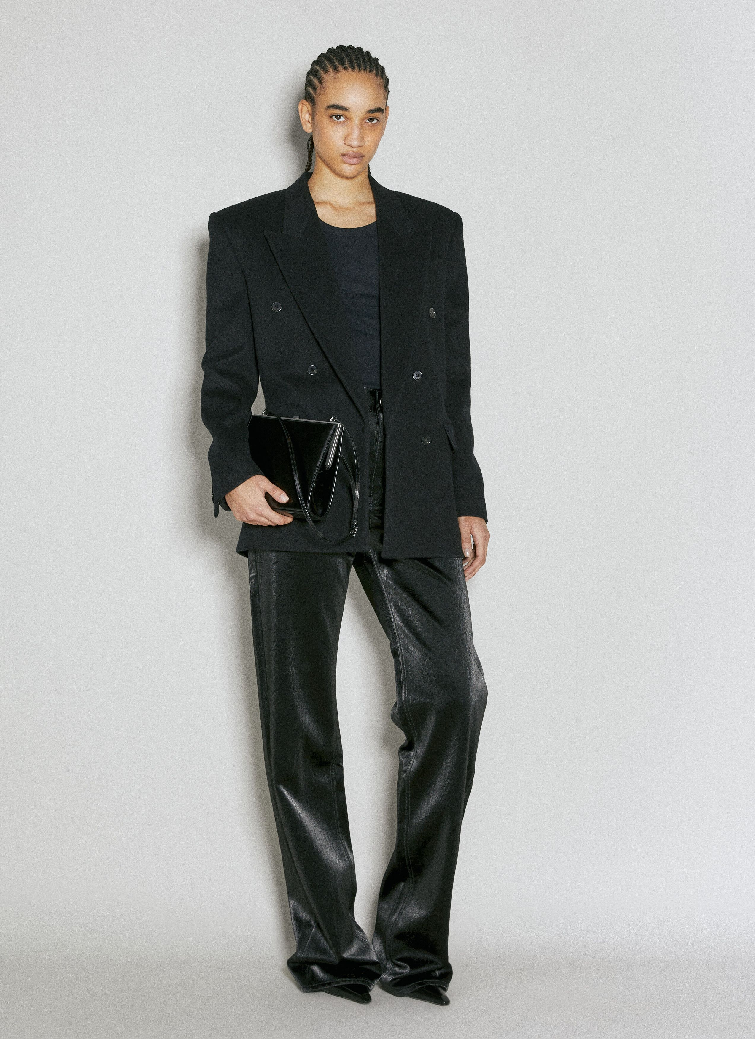Saint Laurent Paris Black Crinkle High-Waisted Wide-Leg Jeans Size 30" / US 8 / IT 44 - 5 Thumbnail