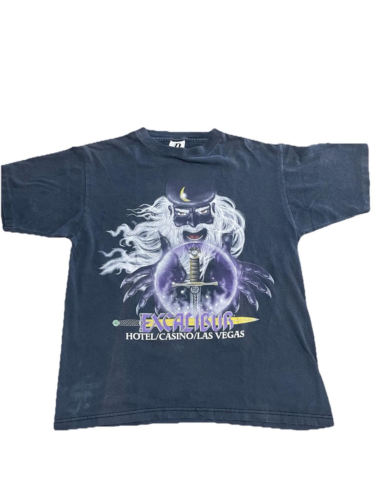 Designer Vtg 90s Excalibur Las Vegas Large T Shirt Thrashed Biker Size US L / EU 52-54 / 3 - 1 Thumbnail