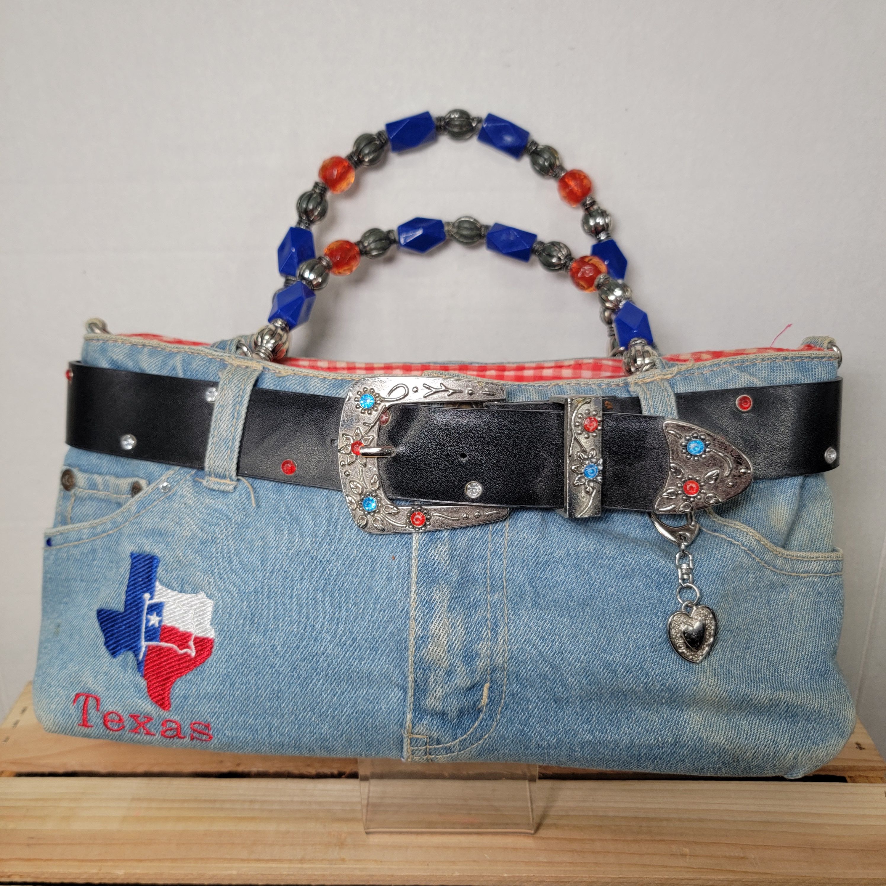 Other Texas Denim Jeans Western Purse w/ Beaded Handles Size ONE SIZE - 1 Thumbnail