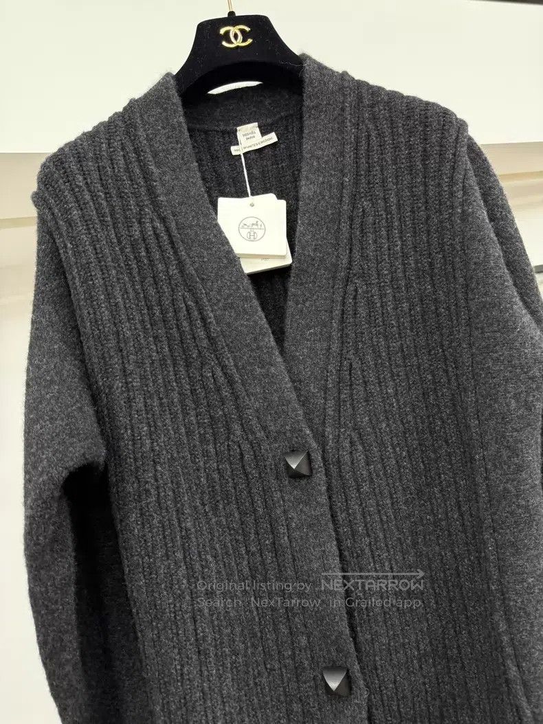 Hermes Hermes Gray Knit Cardigan Jacket Size XXS / US 00 / IT 34 - 2 Thumbnail
